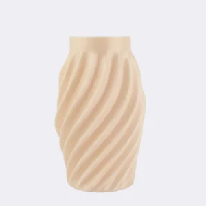 A clean product shot of the 3DChicPot Whirl Cylinder Vase in Aurora finish. This image highlights the vase's signature flowing spiral pattern and smooth, matte texture. Crafted from exclusive Aurora PLA, it possesses a subtle pearlescent quality. The neutral background emphasizes the modern, artistic design, perfect for contemporary home decor.